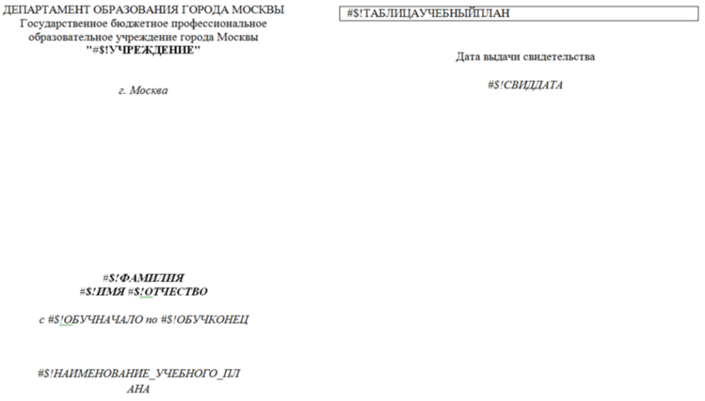 Пример шаблона свидетельства об обучении